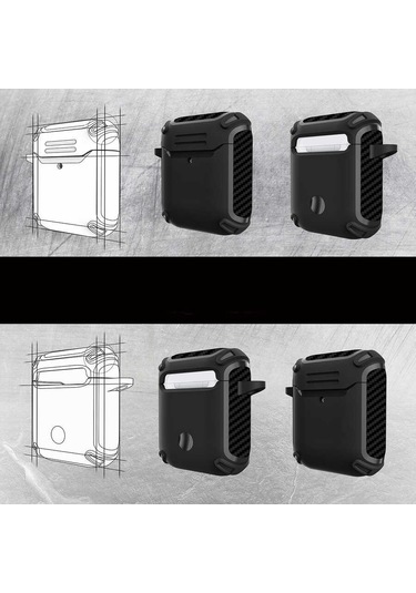 Ekılıf - Airpods 1.nesil Uyumlu - Kılıf Darbelere Karşı Dayanıklı Koruyucu Silikon Kılıf Airbag 26 - Lacivert