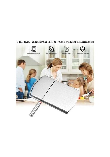 Createtech Dahili Bıçaklı Çelik Peynir Dilimleyici Tahtası, Pratik Kullanım 1 Parça