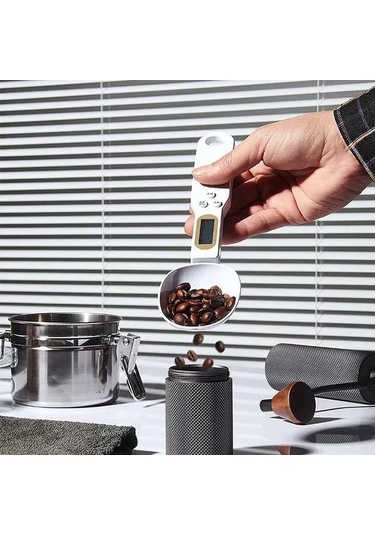 Beyaz Elektronik Mutfak Terazisi 500g 0.1g Lcd Ekran Dijital Ağırlık Ölçüm Kaşığı Dijital Kaşık Ölçeği Mutfak Aracı