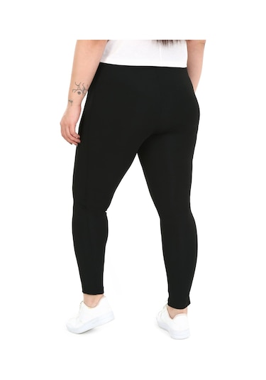 Büyük Beden Beli Lastikli Bilek Hizasında Panelli Siyah Bayan Tay Siyah