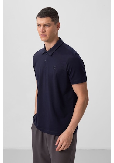 Tommylife Tommy Life Lacivert Basic Göğüs Logolu Standart Kalıp Triko Polo Yaka Erkek T-shirt - 87768 Lacivert