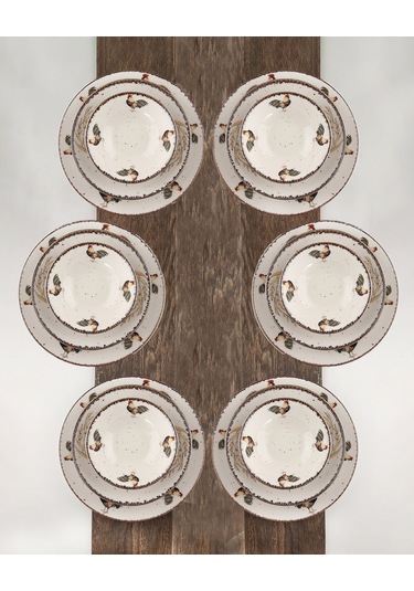 Retro Horoz Porselen Akıtma 6 Kişilik 24 Parça Yemek Takımı