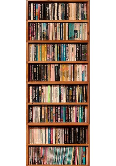 Pvc Ahşap Kitaplık Desenli 3d Kapı Sticker - Doğal Isı Veren Ev Dekorasyonu 77x200cm