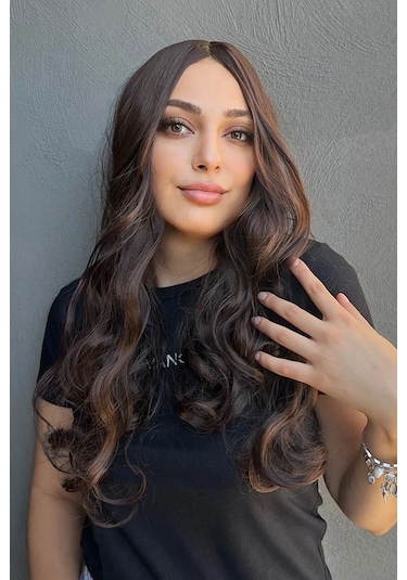 Caş Dekorasyon Kahverengi Renk Dalgalı Çıtçıtlı Peruk