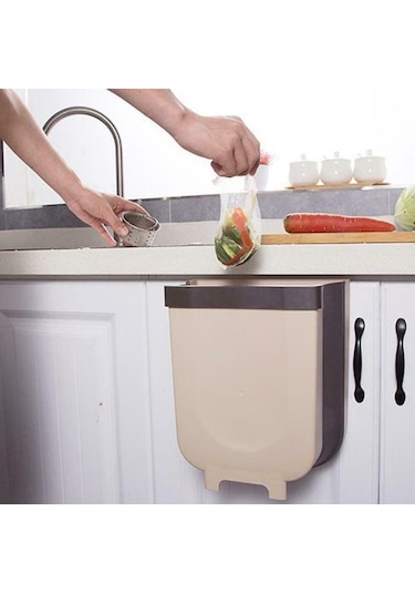 Beyaz Mayitr Mutfak Dolabı Kapı Asılı Çöp Kutusu Çöp Kutusu Katlanabilir Çöp Konteyneri Beyaz