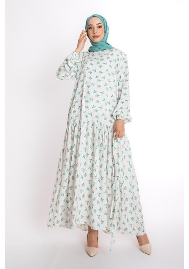 Fatma Sezen Çiçekli Elbise Beyaz