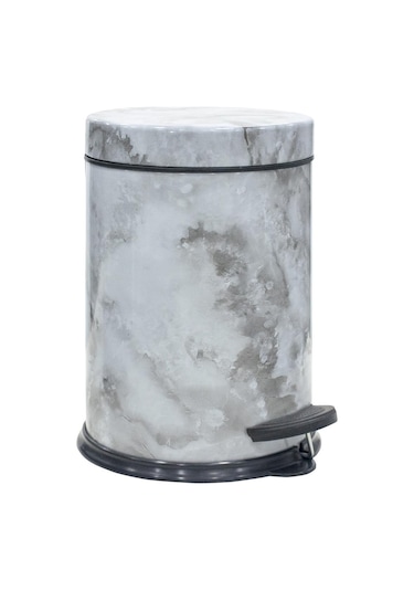 SİLİWAX BEYAZ MERMER -2 Li Set Pedallı Çöp Kovası ve Wc Klozet Fı Beyaz