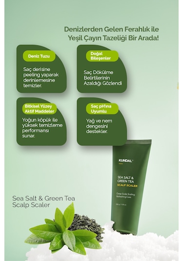 Arındırıcı Ve Ferahlatıcı Saç Derisi Peelingi Kundal Sea Salt & Green Tea Scalp Scaler