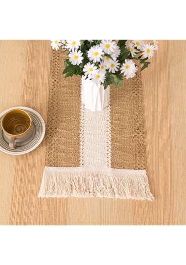 Suntek Parti Çiftlik Evi Ev 30x280cm Için Pamuk Keten Makrome