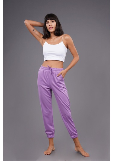 Gabria Cepli Paça Lastikli Eşofman Altı Lila