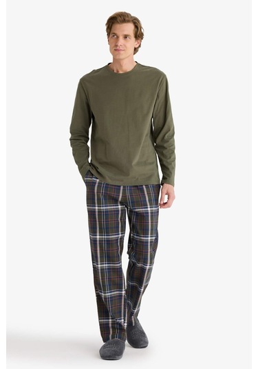 Defacto Pijama Takımı Regular Fit Uzun Kollu Üst Kareli Uzun Alt B2450ax25wnkh438 Haki-kh438 Defacto Pijama Takımı Regular Fit Uzun Kollu Üst Kareli Uzun Alt B2450ax25wnkh438 Haki-kh438