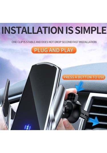 Wondernest Q3 Kızılötesi İndüksiyon Manyetik Araç Şarj Braketi, Mikro Usb + 8 Pin + Usb-c Konnektör Siyah Siyah