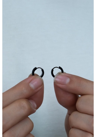 Bombeli Halka Unisex Erkek Bayan Geniş Çelik Küpe Çifti 6 MM Mse7
