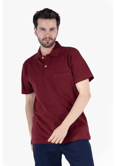 Polo Yaka T-shirt %100 Pamuk Cepli Bordo
