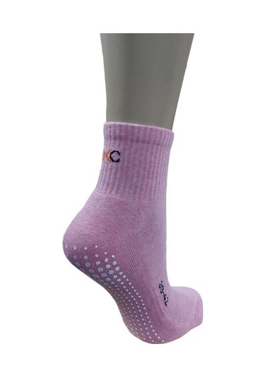 Pembe Tabanı Silikonlu Plates & Yoga Kadın Yarım Konç Çorap - Pembe