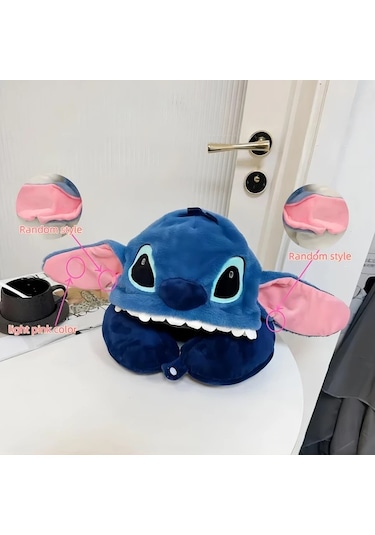 Honeybeeshop 1 Adet Disney Stitch Seyahat Yastığı Mor U Şekilli Boyun Desteği Yumuşak Hafif Kumaş Uçak Uykuları İçin Peluş Dokulu