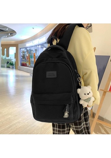 Siyah Schoolbag Sırt Çantası Siyah