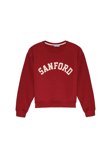 Olla Collection Yazı Baskılı Sweatshirt Bordo Bordo