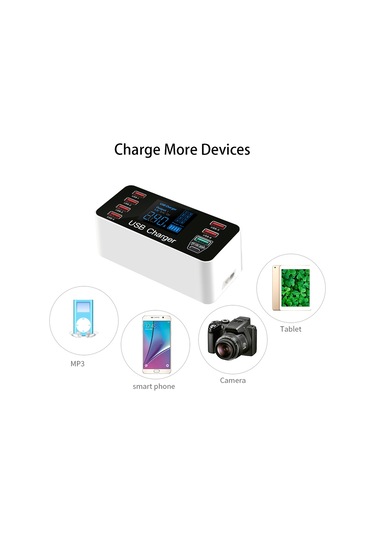 Maiyame Qc3.0 Portlu Hızlı Usb Şarj Cihazı 8 Şarj Portu Ve Type-c Portlu 40w Şarj İstasyonu Lcd Ekran Geniş Uyumluluk Akıllı Çip