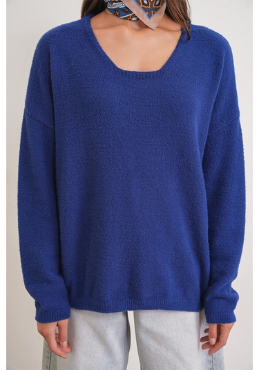 6901 Kadın Yumuşak Dokulu Basic Kazak Lacivert Lacivert