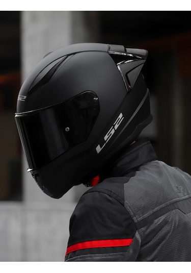 Ls2 Rapid Race Siyah Camlı Kapalı Motosiklet Kaskı Mat Siyah