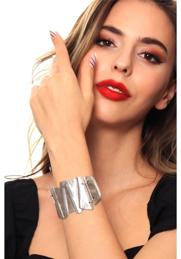 Kadın Antik Gümüş Kaplama Ayarlanabilir Zincir Bağlantılı Bohem Bileklik Gümüş