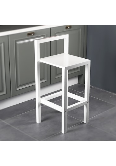 Diva Ahşap Bar Taburesi 68 cm Beyaz