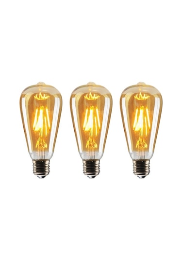 Edison ST64 Flamanlı 4 W Rustik Led Ampul 3'lü Paket