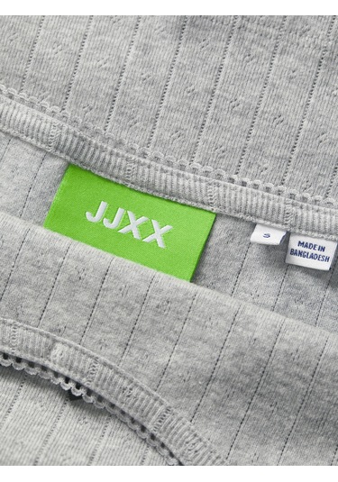 Kadin Streç Kalip Kare Yaka Üst - Lelu - 12272159 Light Grey Melange