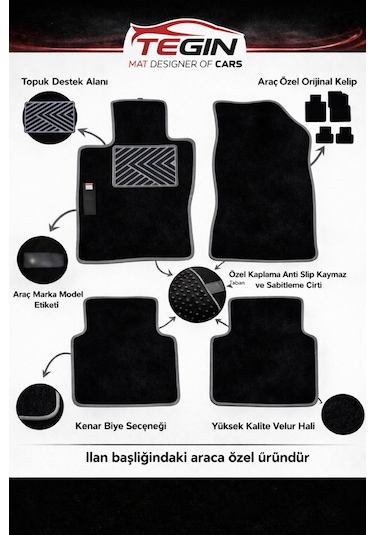 Bmw 3 Serisi E46 Compact 2001-2005 Advantage Oto Paspas Siyah Halı Siyah Kenar