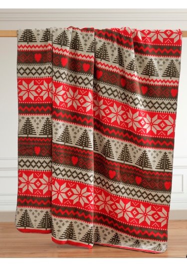 Vicuna Home Glow Pamuklu Yılbaşı Battaniyesi Çok Renkli 200 x 220