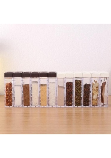 Novahub Kahve Açılış Kapaklı Şeffaf 2 Yönlü Baharat Kavanozu Set 6 Adet Mutfak İçin Kahve