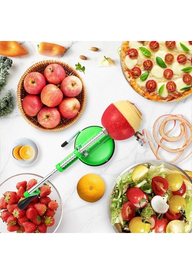 Geeksen El İle Çalışan Ev Tipi 3'ü 1' Arada Kabuk Soğutma, Dilimleme Ve Çekirdek Kaldırma Makinesi - Yeşil Yeşil