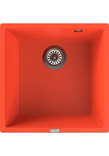 Polex Cristalüx Granit Evye P-X40 Turuncu Tezgah Altı Ve Tezgah Üstü Kare Mutfak Evyesi 53.8x44 CM