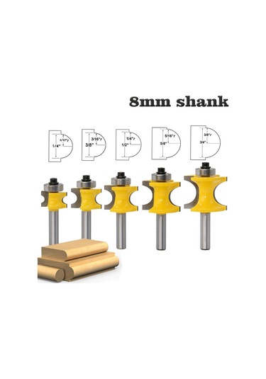 Sones 8-saplı Rulmanlı Pozitif Yarım Dairesel Kesici Gravür Makinesi Ağaç İşleme Kesici, Model: 5 Adet/takım