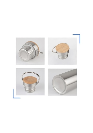 Supermarket1 Paslanmaz Çelik Bambu Matarası - 12-24 Saat Isıtma/sıcak Tutma - Bpa İçermeyen Spor Maması