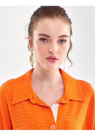 Çift Cepli Oversize Tunik-turuncu Turuncu