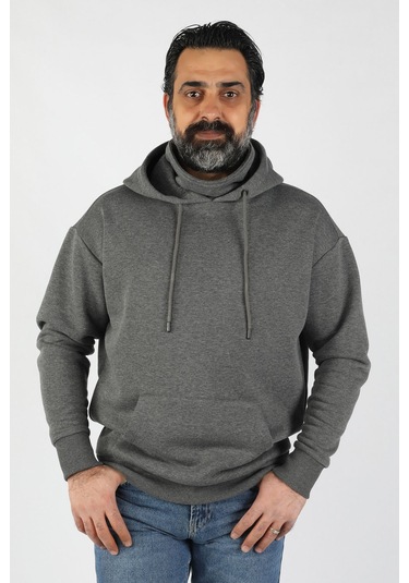 Erkek Kapüşonlu Polar Gri