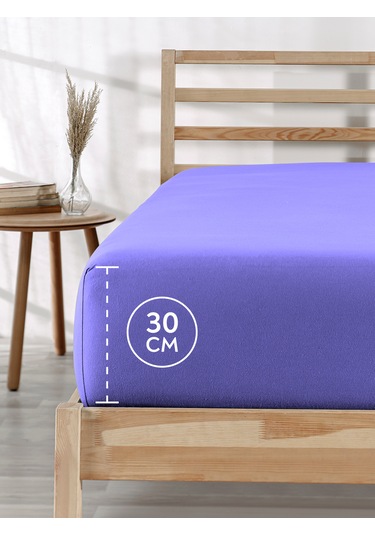 %100 Pamuklu Tek/çift Kişilik Lastikli Çarşaf Fitted Jersey Penye Çarşaf Lila