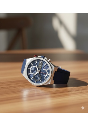 Jg. Polo Club Erkek Kol Saati Gümüş Renk, Mavi Kadran - Şık Silikon Kordon, 2 Yıl Garantili Metalik