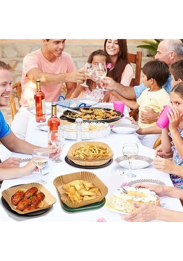50 Adet Air Fryer Pişirme Kağıdı Tek Kullanımlık Yağ Geçirmez Yap