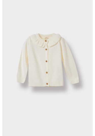 Defacto Kız Bebek Fırfırlı Yaka Hırka F2638a525auer134 Ekru