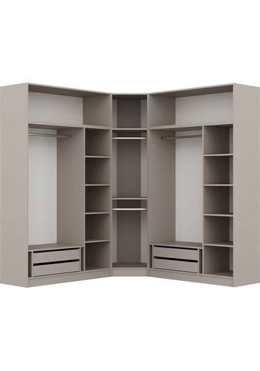 Kale 7 Kapaklı 4 Çekmeceli Köşe Dolap + Yüklük Kumtaşı Mebran İlkbahar 235cm Bej