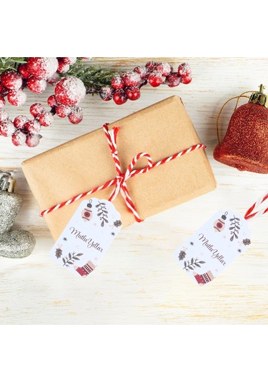 Yılbaşı Mutlu Yıllar Yazılı Hediye Etiketi, Çorap Temalı Paketlem