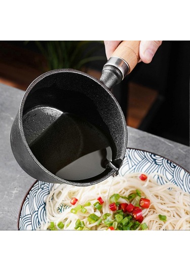 Mini Tereyağı Eritme Tencere Yuvarlak Sağlam Dökme Demir Damlatmayan Ağız Ahşap Saplı Omlet Kızartma Tavası Ev Mutfak Yemek Pişirme İçin Diğer