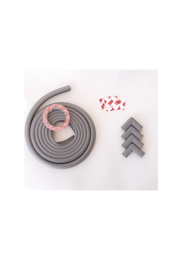 Laynbebe- Slim (İnce) Kauçuk Kenar + Köşe Koruyucu Set Gri Çok Renkli