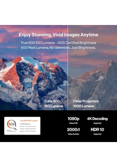 Bladecine Cube 600 - 600 Isolümen, 2xhdmı Max. 200" Siyah Projeksiyon