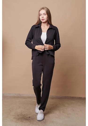 Kadın Şık Hafif Likralı Modal Kumaş Yakalı Uzun Kol Yanları Yırtmaçlı Gömlek Pantolon İçin Jument 49050 -siyah Siyah Kadın Şık Hafif Likralı Modal Kumaş Yakalı Uzun Kol Yanları Yırtmaçlı Gömlek Pantolon İçin Jument 49050 -siyah Siyah