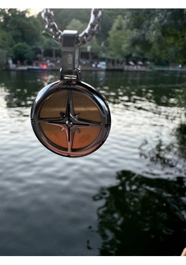 Gümüş Erkek Pusula Retro Tarz Paslanmaz Çelik Gemici Pusula Kolye