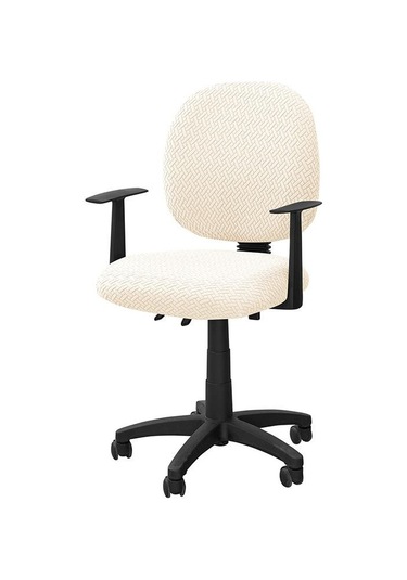 1 Set Ofis Koltuğu Kılıfları Elastikoyun Koltuğu Kılıfları Kaldırılabilir Çıkarılabilir Bilgisayar Koltuğu Kılıfı Döner Bej